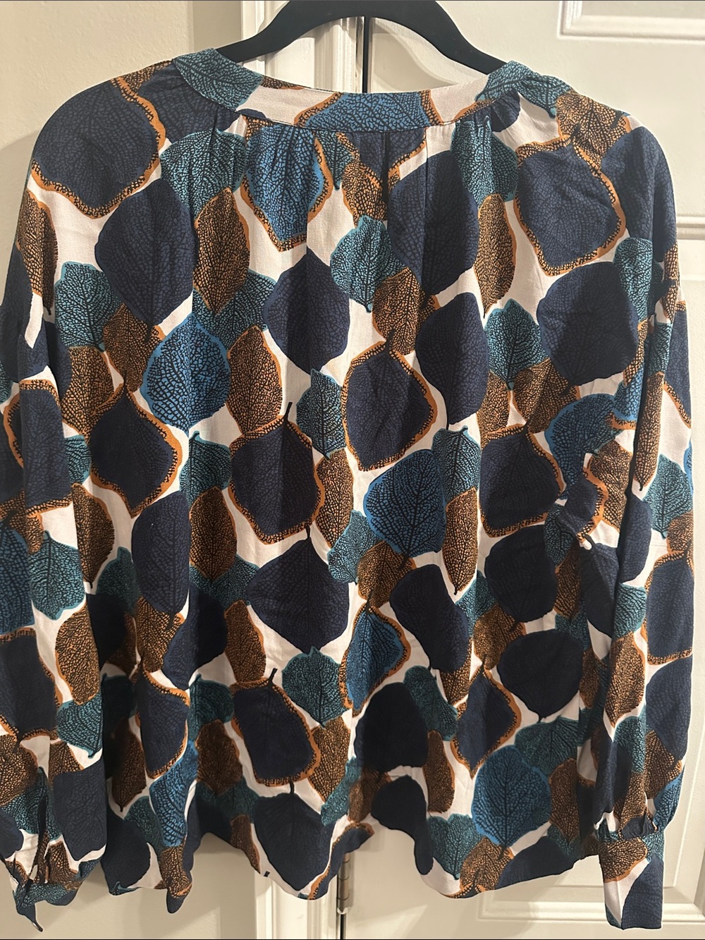 Masai Women's Navy, Teal & Brown Leaf-Print Button Tunic - Picture 6 of 12